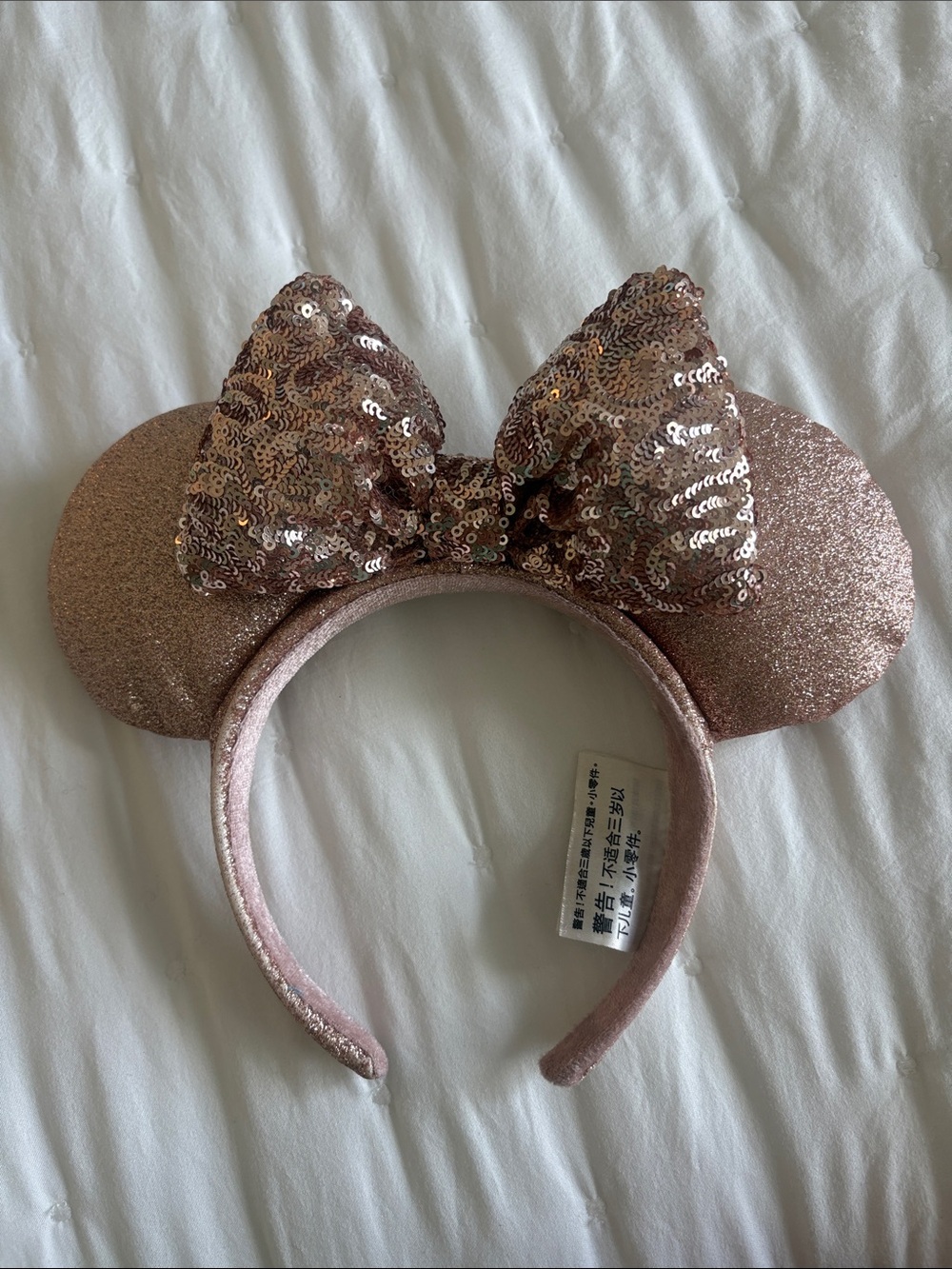 Rose Gold Sequin Minnie Ears Headband - Women’s Hair Accessory